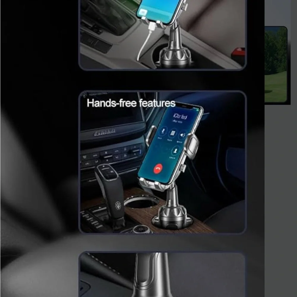 TOPGO Cell Phone Holder with Extension Arm for Car Cup Holder Black